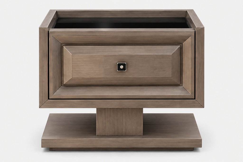 Bedroom-Bath_Geometric-panel-bed-bedside-cabinet_Front
