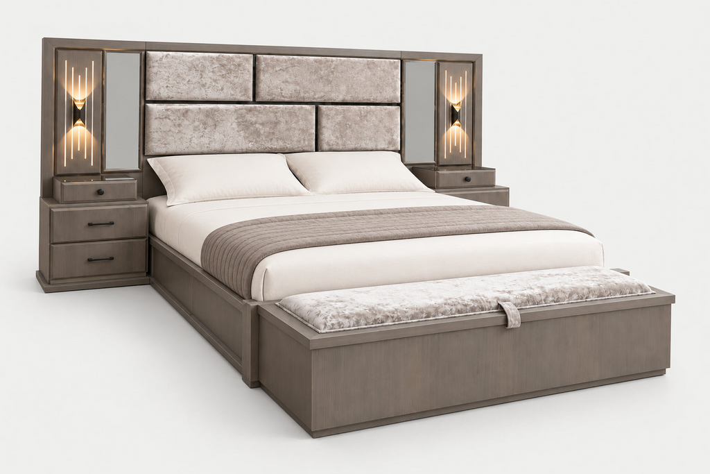 Grid-headboard bedroom set