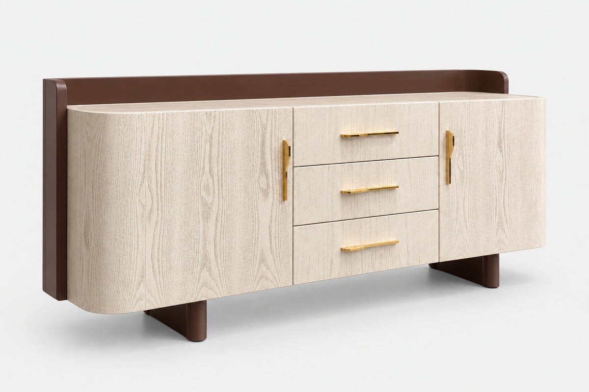 Curved pale sideboard